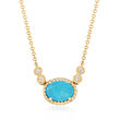 Gabriel Designs Synthetic Turquoise and 1.10 Carat Rock Crystal Quartz Necklace with Diamond Accents in 14kt Gold