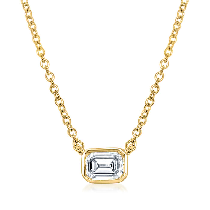 .25 Carat Emerald-Cut Diamond Solitaire Necklace in 14kt Yellow Gold