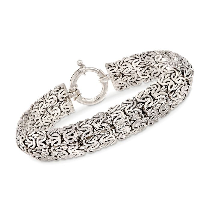 Sterling Silver Wide Byzantine Bracelet