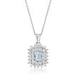1.20 Carat Aquamarine and 2.00 ct. t.w. White Topaz Pendant Necklace in Sterling Silver