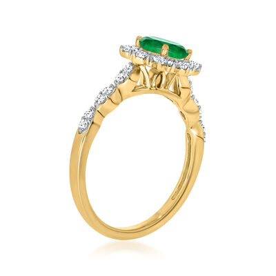 .60 Carat Emerald and .34 ct. t.w. Diamond Ring in 14kt Yellow Gold