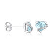 2.00 ct. t.w. Sky Blue Topaz Heart Earrings with Diamond Accents in Sterling Silver