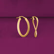 Italian 14kt Yellow Gold Curvy Oval Hoop Earrings
