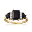 C. 1980 Vintage Onyx and .12 ct. t.w. Diamond Ring in 14kt Yellow Gold