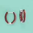 2.90 ct. t.w. Garnet Inside-Outside Hoop Earrings in Sterling Silver