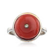 C. 1960 Vintage Carnelian and .25 ct. t.w. Diamond Ring in 18kt White Gold