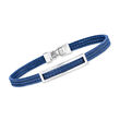 ALOR Men's Blue and White Stainless Steel Cable Open-Space ID Bracelet