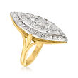 C. 1980 Vintage 1.50 ct. t.w. Diamond Navette Ring in Platinum and 18kt Yellow Gold