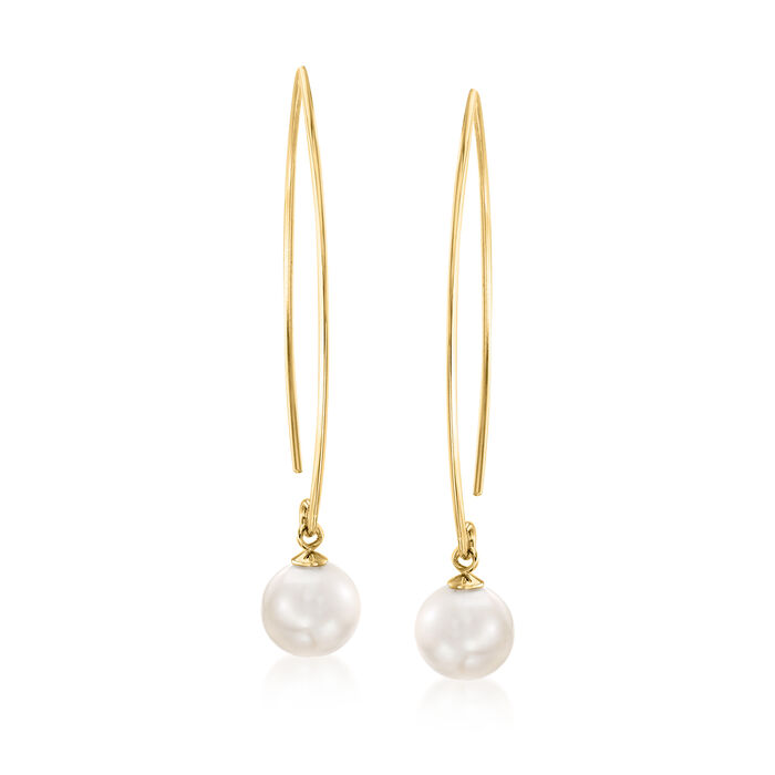 8-8.5mm Shell Pearl Drop Earrings in 18kt Gold Over Sterling