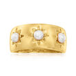 3.5-4mm Cultured Pearl Sun Ring in 18kt Gold Over Sterling