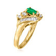 C. 1980 Vintage .68 ct. t.w. Diamond and .40 Carat Emerald Ring in 18kt Yellow Gold