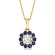 .50 Carat Lab-Grown Diamond Pendant Necklace  with .50 ct. t.w. Sapphires in 14kt Yellow Gold