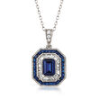 1.80 ct. t.w. Simulated Sapphire and .52 ct. t.w. CZ Pendant Necklace in Sterling Silver