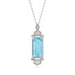 4.80 Carat Sky Blue Topaz Pendant Necklace with Diamond Accents in Sterling Silver