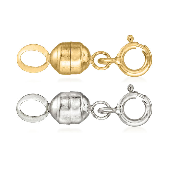 Italian Set of Two Small Magnetic Clasp Converters: 14kt Yellow Gold and 14kt White Gold