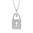 .13 ct. t.w. Diamond Lock Pendant Necklace in 14kt White Gold