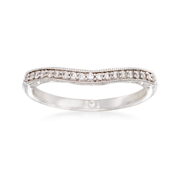 Gabriel Designs .10 ct. t.w. Diamond Curved Wedding Ring in 14kt White Gold