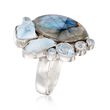 Labradorite and 2.39 ct. t.w. Blue Topaz Free-Form Ring in Sterling Silver