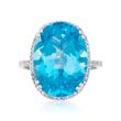 14.50 Carat Blue Topaz Ring with .20 ct. t.w. Diamonds in 14kt White Gold