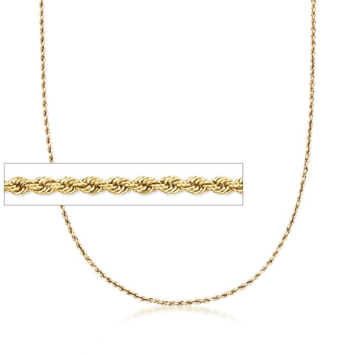 2mm 18kt Gold Over Sterling Silver Rope Chain Necklace