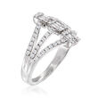.65 ct. t.w. Baguette and Round Diamond Multi-Row Ring in 14kt White Gold
