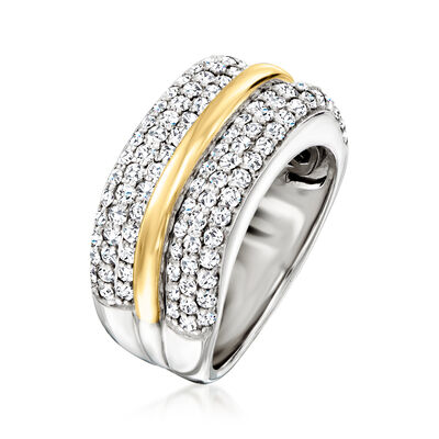 1.25 ct. t.w. Pave Diamond Ring in Sterling Silver with 14kt Yellow Gold