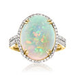 Ethiopian Opal and .51 ct. t.w. Diamond Ring in 14kt Yellow Gold