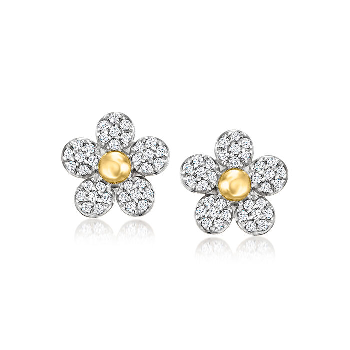 .15 ct. t.w. Diamond Flower Earrings in 14kt Yellow Gold