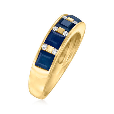 2.50 ct. t.w. Sapphire and .12 ct. t.w. Diamond Ring in 14kt Yellow Gold