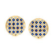 C. 1980 Vintage 3.20 ct. t.w. Sapphire and 1.05 ct. t.w. Diamond Earrings in 18kt Yellow Gold
