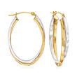 14kt Two-Tone Gold Double-Oval Hoop Earrings