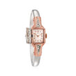 C.1960 Vintage Women's .76 ct. t.w. Diamond 15mm Manual Bangle Watch in Platinum and 14kt Rose Gold