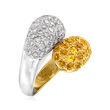 C. 1990 Vintage 1.82 ct. t.w. Yellow Sapphire and 1.16 ct. t.w. White Diamond Bypass Ring in Platinum and 18kt Yellow Gold