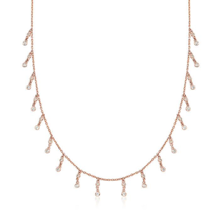 .89 ct. t.w. Diamond Drop Necklace in 14kt Rose Gold