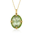 18.00 Carat Prasiolite and .80 ct. t.w. Chrome Diopside Pendant with Diamond Accents in 14kt Yellow Gold