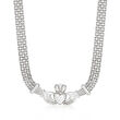 Sterling Silver Bismark-Link Claddagh Necklace