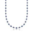 30.00 ct. t.w. Bezel-Set Sapphire Station Necklace in Sterling Silver