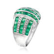 3.60 ct. t.w. Emerald and .21 Diamond Multi-Row Ring in 18kt White Gold