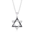 .15 ct. t.w. Black and White Diamond Star of David Pendant Necklace in 14kt White Gold