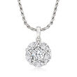 1.80 ct. t.w. CZ Flower Pendant Necklace in Sterling Silver