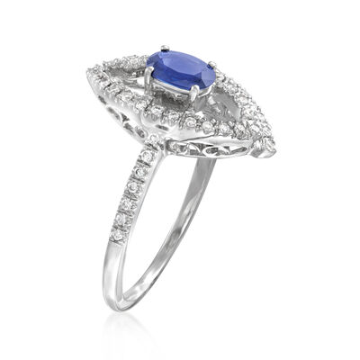.50 Carat Sapphire and .20 ct. t.w. Diamond Evil Eye Ring in 18kt White Gold