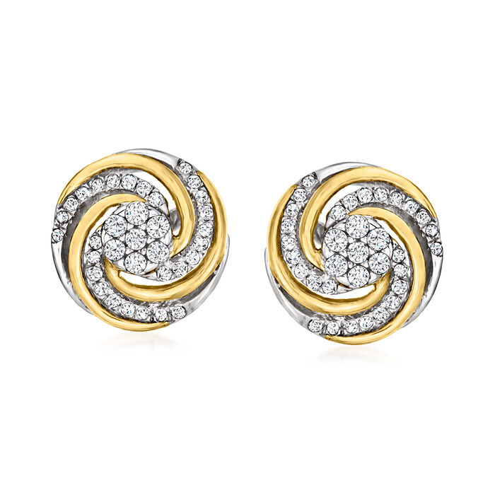 .25 ct. t.w. Diamond Swirl Earrings in Sterling Silver and 14kt Yellow Gold