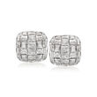 Sterling Silver Basketweave Square Dome Earrings