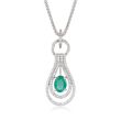 1.00 Carat Emerald and .90 ct. t.w. White Topaz Pendant Necklace in Sterling Silver
