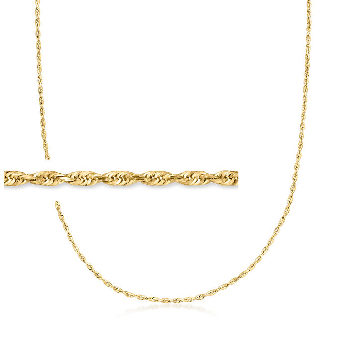 1.8mm Solid 14kt Yellow Gold Diamond-Cut Rope-Chain Necklace
