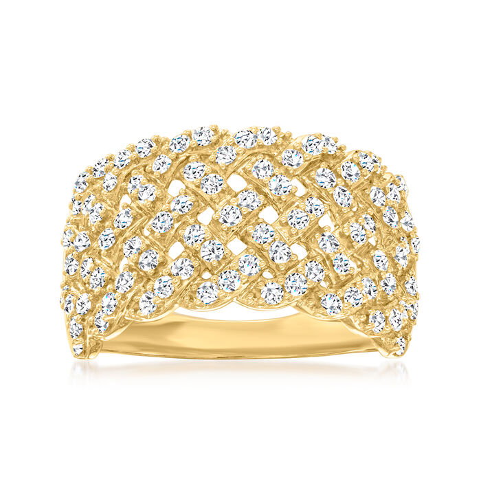 1.00 ct. t.w. Diamond Basketweave Ring in 14kt Yellow Gold