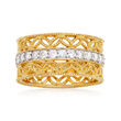 1.00 ct. t.w. Diamond Floral Eternity Band in 18kt Gold Over Sterling