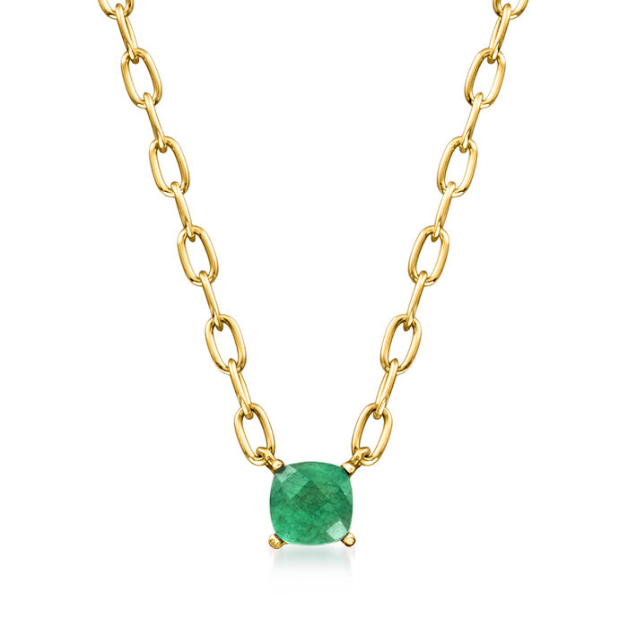 .50 Carat Emerald Paper Clip Link Necklace in 18kt Gold Over Sterling
