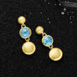 Italian Andiamo 11.00 ct. t.w. Swiss Blue Topaz 14kt Yellow Gold Drop Earrings