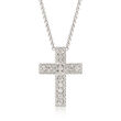 Roberto Coin &quot;Princess&quot; .23 ct. t.w. Diamond Cross Necklace in 18kt White Gold